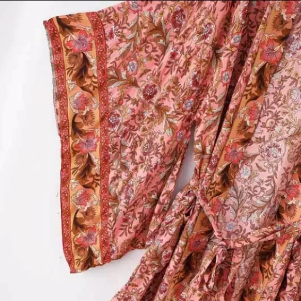 Floral & Paisley Print Kimono Bohemian Duster Wrap Coverup Top Casual - Picture 8 of 12